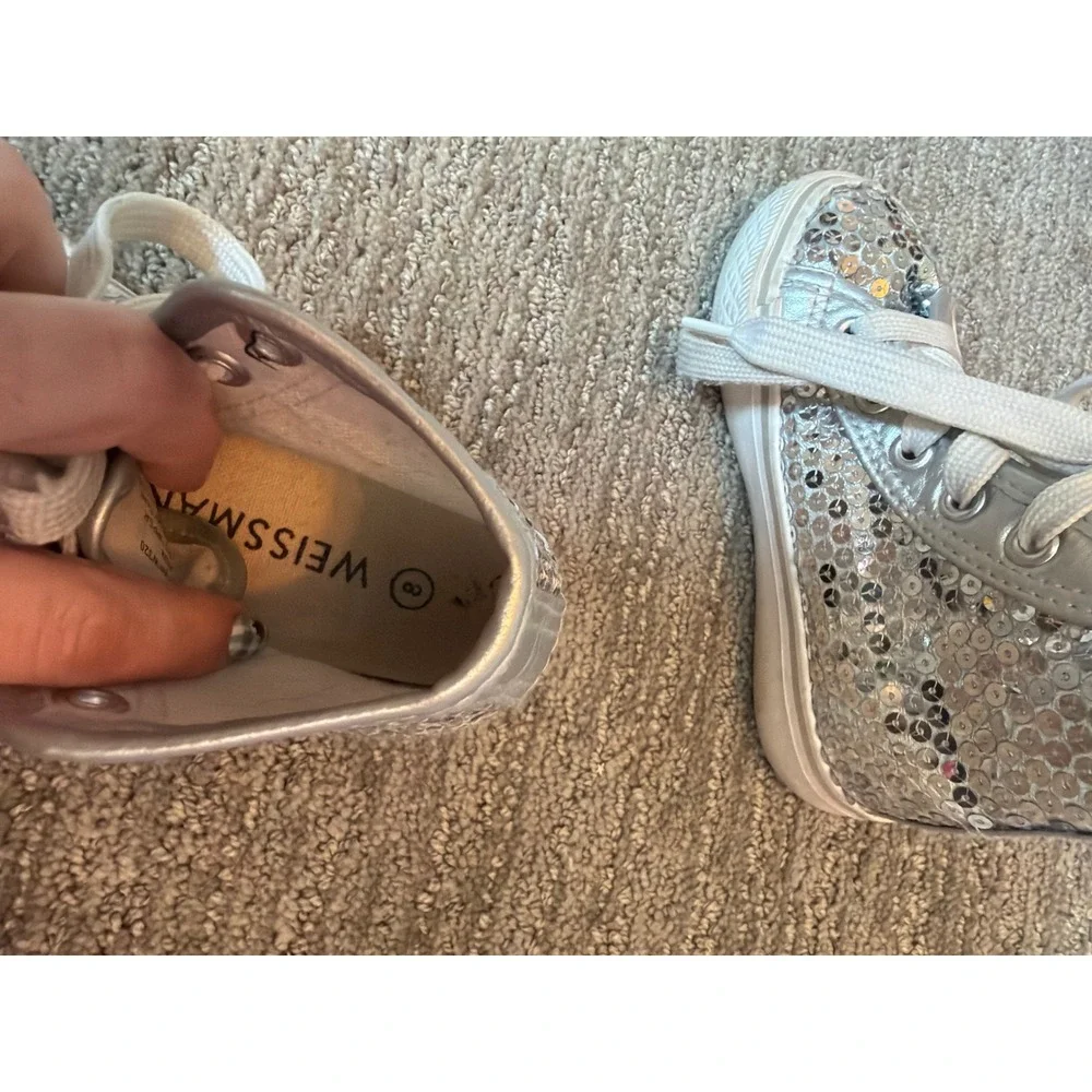 Weissman Silver Sequin High Top Dance Sneakers Kids Size 8 W320